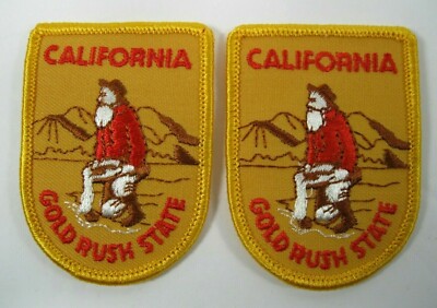 California Gold Rush State Patch (Iron on) set of 2 Vintage patches 2-3/4'' 