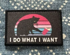 I DO WHAT I WANT BLACK CAT 2x3 Embroidered Morale Patch Hook Backing Brand New