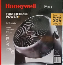 Honeywell Turbo Force Air Circulator Fan Black 3 Settings Pivots 90 PCT 11 BY 10