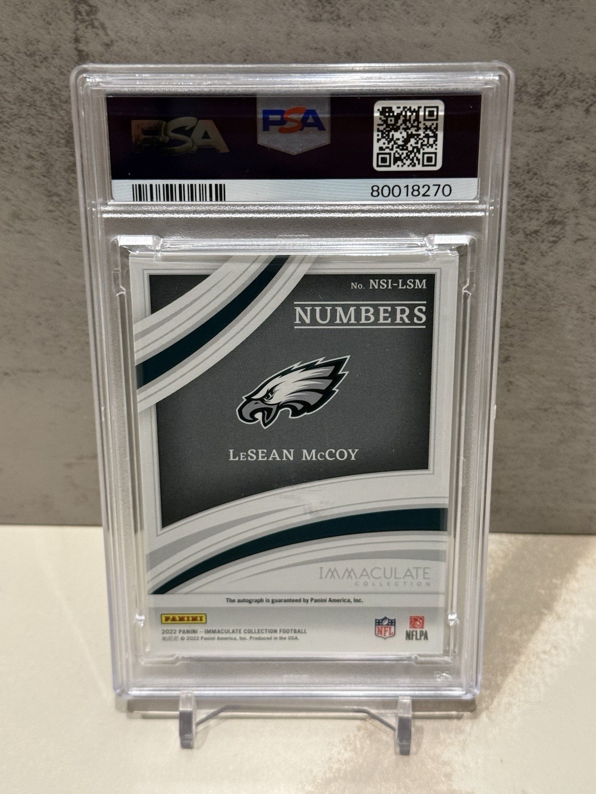2022 Immaculate LeSean McCoy Numbers Auto PSA 9 view 2