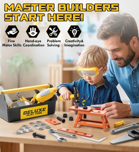 Lehoo Castle Kinder Werkzeug Set Spielzeugkiste Bohrmaschine Fahrzeuge Rollenspiel Jungen - Bild 5 von 5