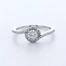 Side Stone Engagement Ring Halo Platinum 1.16 CT Round Lab-Grown Diamond D VS1