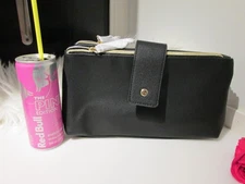 Lacome black clutch double sided zipper mesh bag Make up Cute & Practical