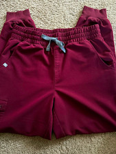 FIGS Women's Burgundy Solid Scrub Jogger Pants Size M Polyester Medical