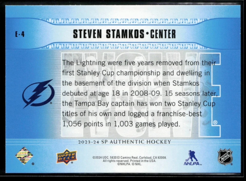 2023-24 SP Authentic Evolve Blue #E-4 Steven Stamkos - Image 2 of 2