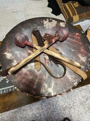 Mini Wikinger Schlacht Kriegstrommel aus natürlichem Ziegenfell, ölbehandelt