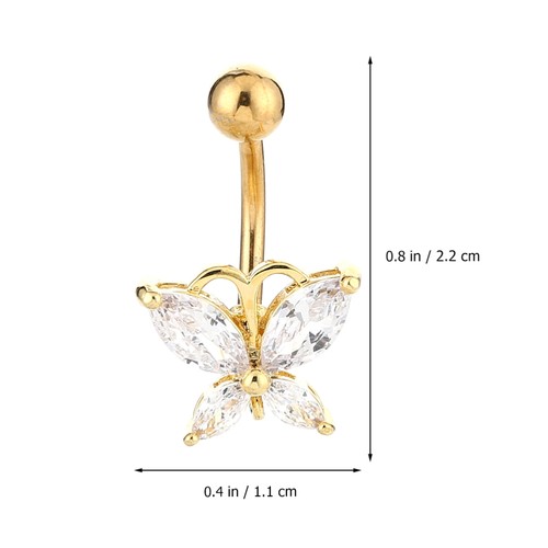 Elegante anillo ombligo ombligo ombligo cristal mariposas anillos anillos anillos para el vientre - Imagen 3 de 12