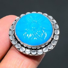Blue Chalcedony 925 Sterling Silver Gemstone Handmade Jewelry Ring 6" NS 26041