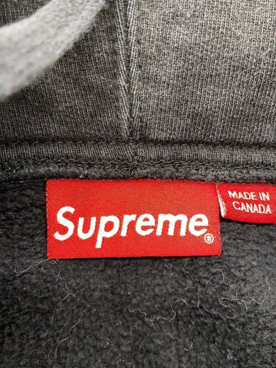 Felpa Supreme con cappuccio zip testo righe M cotone nero usata
