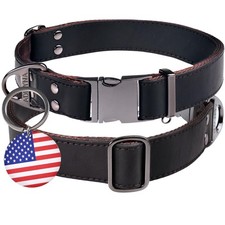 ADITYNA Leather Dog Collar with Metal Buckle - Heavy-Duty, Adjustable for Lar...