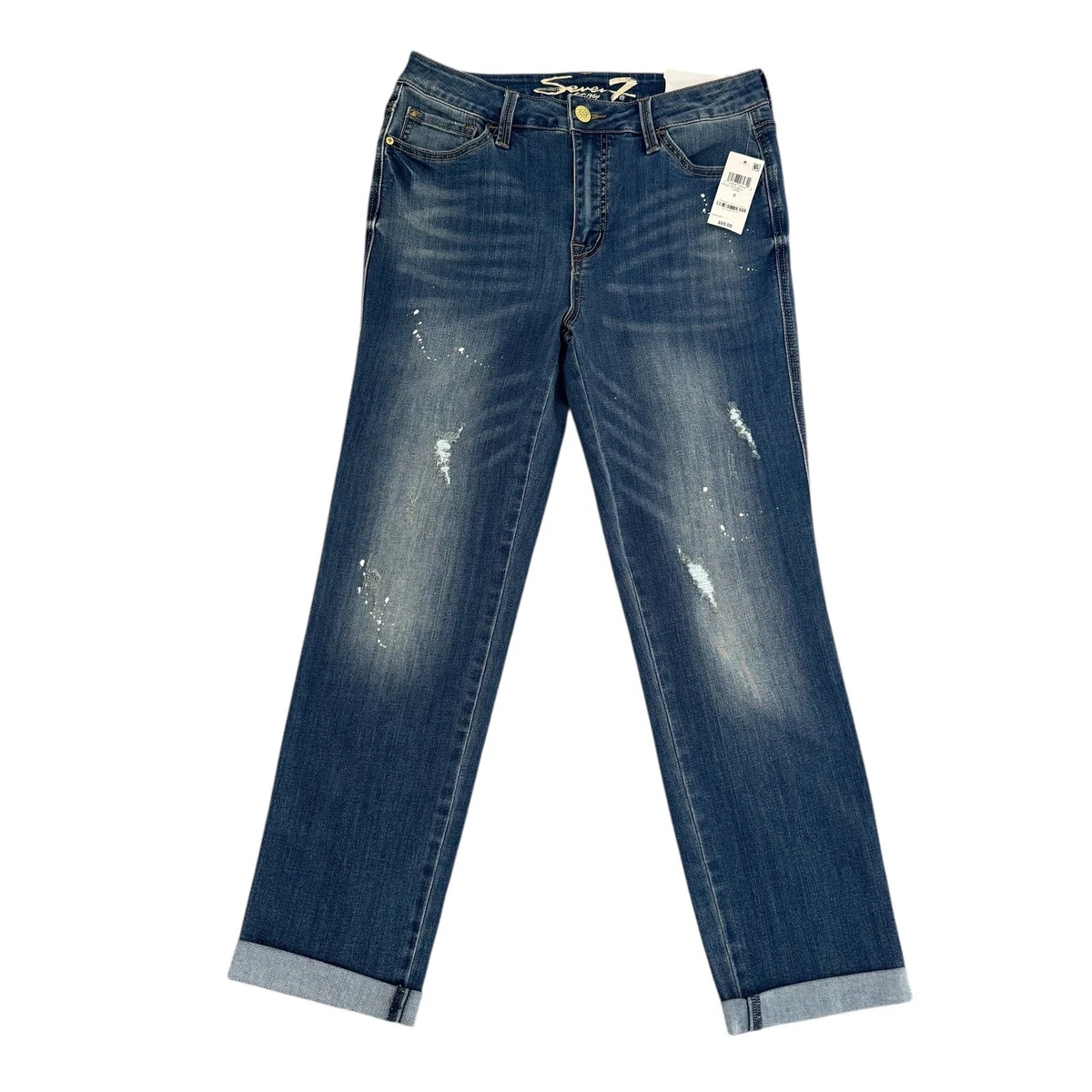 Jean Seven Denim Femme Taille 27 – Coupe Bootcut, Taille Basse, Bleu Moyen, Livraison Rapide