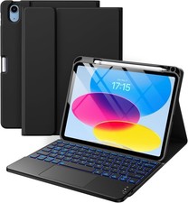 Compatible for iPad 11th 10th Generation Case with Keyboard, Folio Cover with Pe