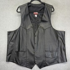 Vintage Hillside Leather Black Leather Snap Vest Woman  s Large USA Biker