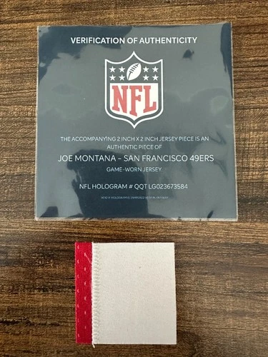 Joe Montana 2x2 Authentic Game-Worn Jersey Patch NFL Hologram COA