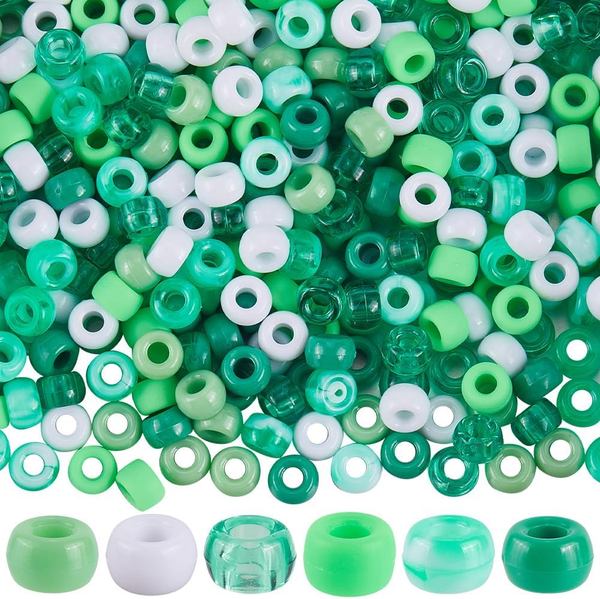 1 Box 600 StüCk 6 Farben GrüNe Pony Perlen 9Mm Pony Perlen GroßPackung Mischung-image