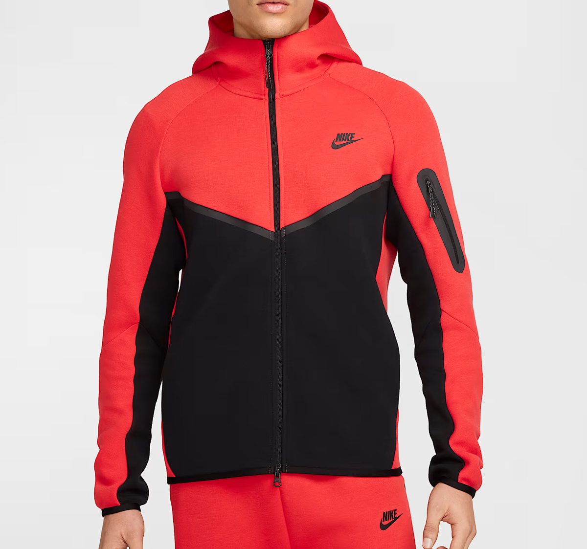 Nike Tech Fleece Full Zip Hoodie Jacket Light Crimson Red Black S