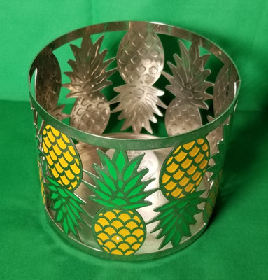 Bath & Body Works BBW 3-Wick Jar Candle Holder Pineapple Home Decor Retro