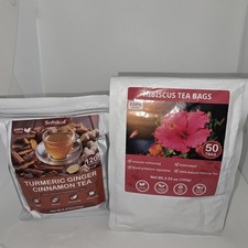 Lot Of Turmeric,Ginger,Cinnamon Tea Bags 120 Bags  Hibiscus Tea Bags 50 Bags