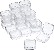 24 Packs Small Clear Plastic Beads Storage Containers Box with Hinged Lid