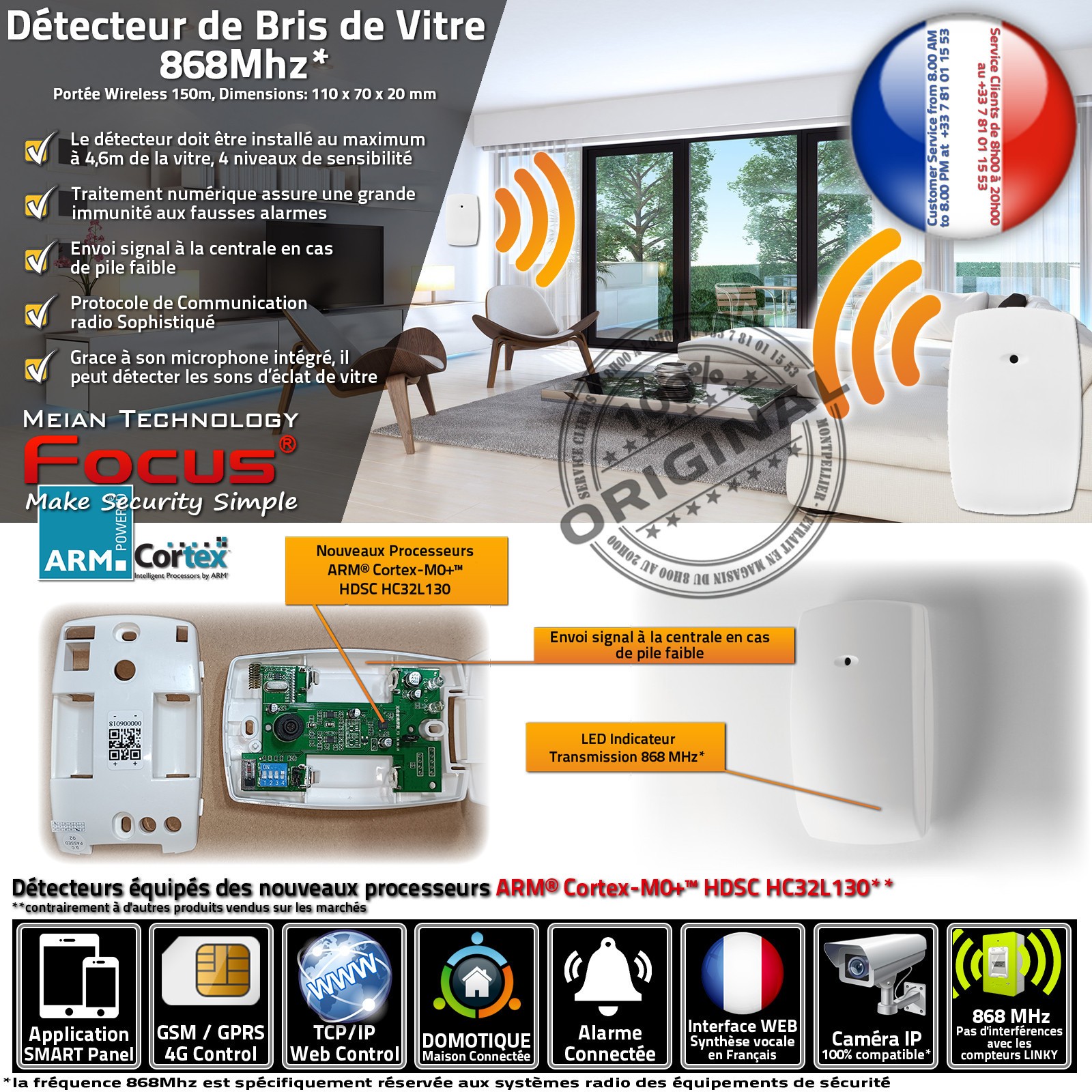 Détecteur de bris de glace sans fil 4G MD-343 R | Sécurité connectée