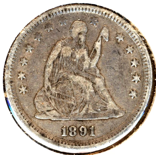 1891 SEATED LIBERTY SILVER QUARTER ~ VF to XF condition ~  1c START