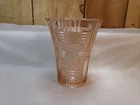 Vintage Anchor Hocking Prismatic Pink Depression Glass Basket Weave 6.75" Vase