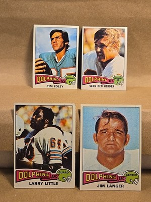 1975 Topps Football Miami Dolphins Little, Foley,  Langer,  Den Herder VG-EX 