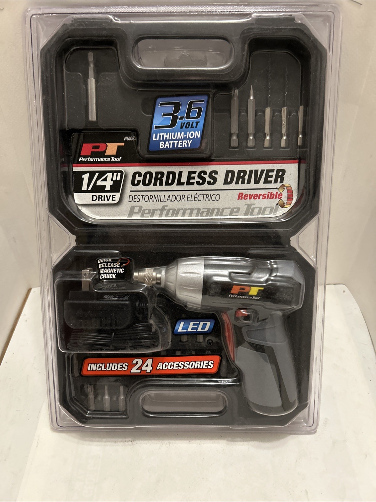 Performance Tools W50033 Cordless Driver, 1/4&rdquo; Dr. 3.6 Vol