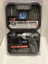 Performance Tools W50033 Cordless Driver, 1/4” Dr. 3.6 Volt W/ 24 Accessories