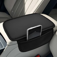 Car Center Console Cover, Leather Waterproof Auto Arm Rest Pad with Storage Bag,