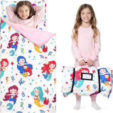 Toddler Sleeping Bag for Kids 55''X30'' Nap Mat with Removable Pillow and Minky
