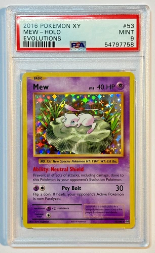 2016 Pokemon XY Evolutions Holo Mew 53/108 #53 PSA 9 MINT