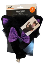 Way To Celebrate Girl's Halloween 3 Piece Cat Kit Purple  Black Ages 3 NEW