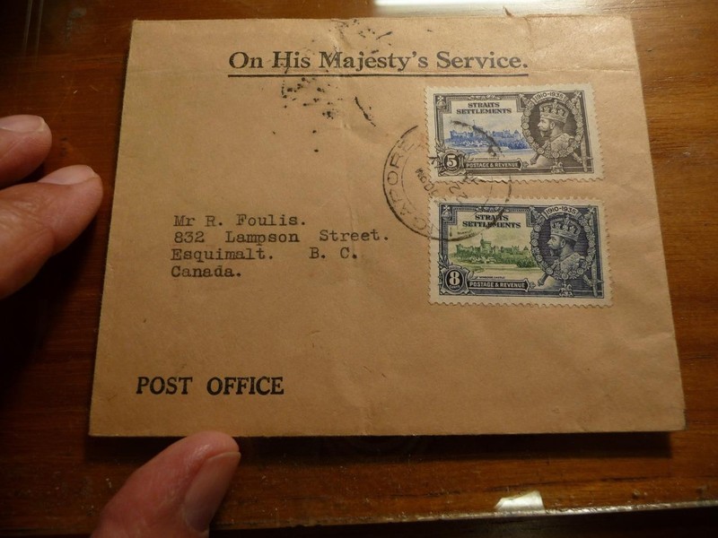 1935 Straits Settlements Singapore Silver Jubilee OHMS Cover / Canada.SKU#37494