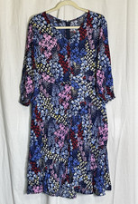 Talbots Dress Womens Size 10 Blue Multi Floral Fit Flare Pockets Midi Dress