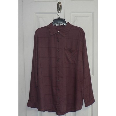 Magellan Willow Creek Long Sleeve Plaid Button Down in Zinfandel Plaid XL $25
