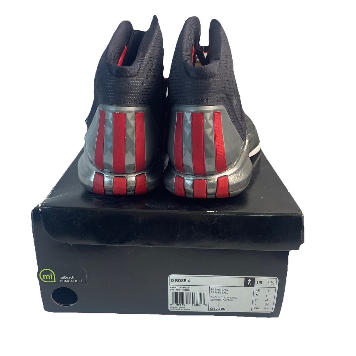 Adidas D Rose 4 Black Scarlet G67399 OG 2013 Men\'s 11.5 Deadstock NEW w/ Box DS Adidas D Derrick Rose Men Basketball Shoes Black Red 7.5  main image 4