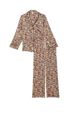 VICTORIA'S SECRET Satin Long PJ Set Animal Print| new without tags| size medium 