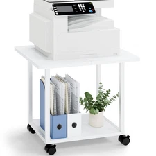 22"x15.75" Large Under Desk Printer Stand with Storage Shelf 2-Tier Rolling P...