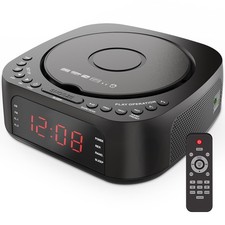 CD Player Alarm Clock with Remote:CD/MP3,Bluetooth,FM Radio with Speakers,USB...