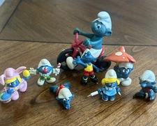 Lot 8 SMURF PVC FIGURE LOT VINTAGE Peyo Schleich Late 1970’s-Early 1980’s RARE