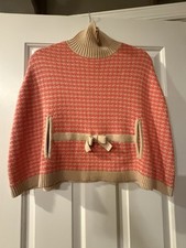 Janie and Jack Sweater Girls 8 Cape Pink Coral Houndstooth Preppy Girlhoodcore
