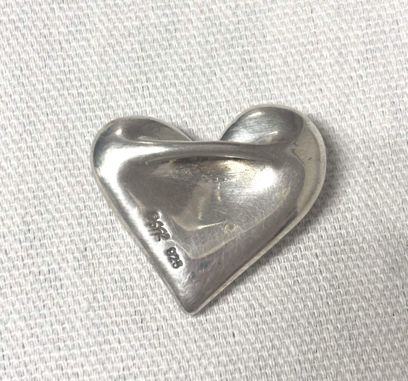Solid Sterling Silver 925 Puffy Heart Pendant Cha… - image 2