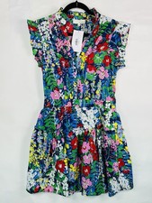 NWT Anthropologie Pinch Mini Floral Dress Sz Lg Smocked Waist Ruffle Tiered