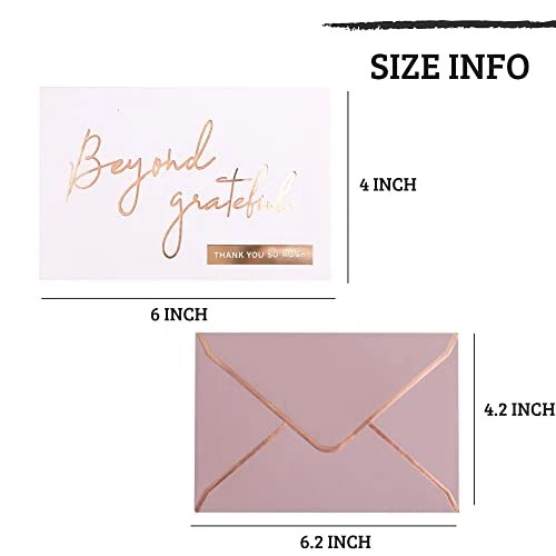 Rose Gold Beyond Grateful Thank You Cards with Envelopes - 36 PK - 4x6 Inches  - Image 3 of 4
