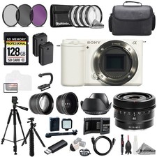 Sony ZV-E10 White Body Sony FE 40mm f/2.5 G Lens 128GB 9 PC Filtr MEGA Kit