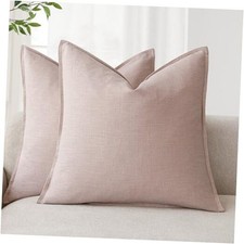 Pack of 2, Decorative Linen Solid Throw 24" x 24" Pack of 2 Light Pink
