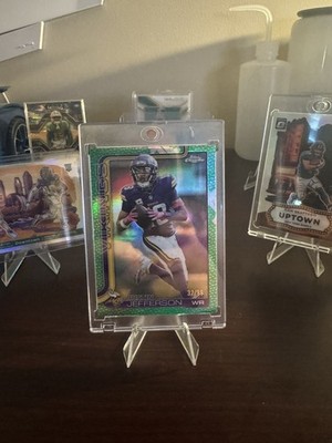 2025 Topps Chrome Justin Jefferson Minnesota Vikings Green Leather Card /99