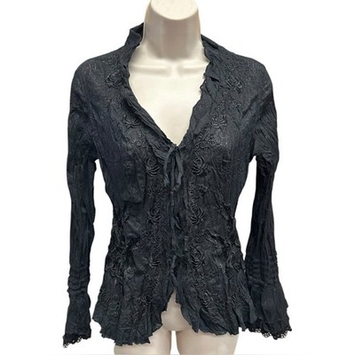 Womens gothic shirt baroque Black ruffles roses whimisgoth grunge small romantic