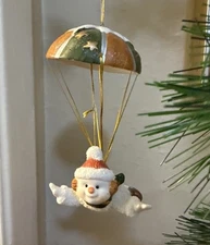 VGT Mistletoe Moments Parachuting Snowman Ornament Ceramic Sparkly